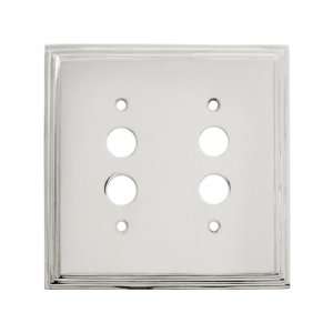 Mid Century Push Button Switch Plate   Double Gang in Polished Nickel.