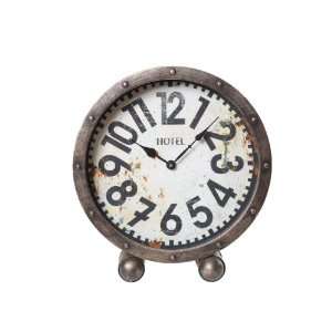 Wilco Imports Distressed to Look Old Round Metal Clock with Large Easy 