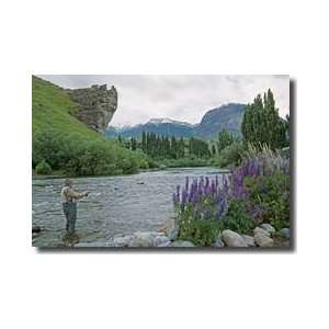  Fishing Guide Casts Patagonia Chile Giclee Print