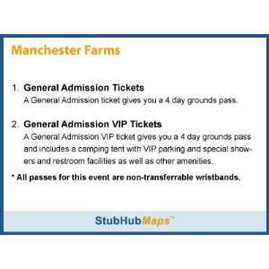 Tickets Bonnaroo Music Festival   4 Day Pass 6/7/12 Manchester Farm 