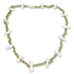  Pearl and peridot necklace, Flamboyant Jewelry