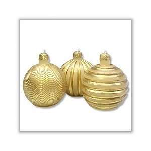 Gold Ornament Ball Candles   3 pack