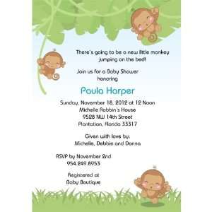  Monkeying Around Baby Shower Invitations   Set of 20 Baby