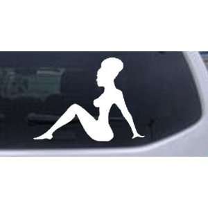White 3in X 4in    African Mud Flap Girl Funny Car Window Wall Laptop 