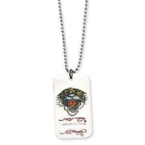    Ed Hardy Painted Roaring Tiger Dog Tag/Mixed Metal Jewelry