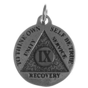Alcoholics Anonymous Mini Medallion, 9 Year (IX), 13/16 Wide 1 1/16 