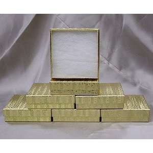  100 Gold Cotton Filled Jewelry Display Gift Boxes 3 x 3 