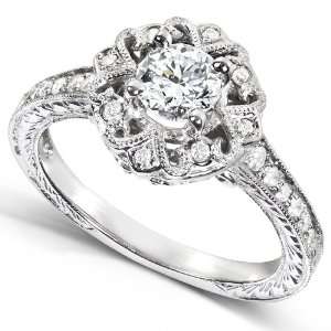  1/2 Carat TW Round Antique Diamond Engagement Ring in 14k 