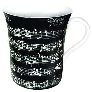  Konitz 12 Ounce Vivaldi Libretto Mugs, Black, Set of 4 