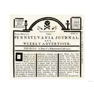 Pennsylvania Journal and Weekly Advertiser Protesting the Stamp Act, c 