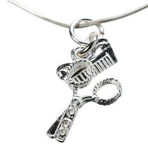  Hairdresser Silver Charm Necklace Jewelry