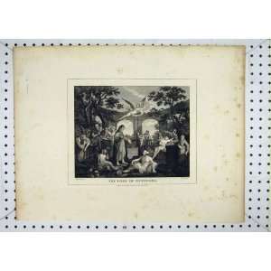  1807 Antique Print Scene Pool Bathesda Hogarth Cook