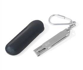 Dovo Stainless Steel Nail Clippers with Keyring in Black Leather Pouch 