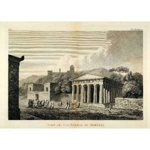 1817 Copper Engraving Temple Theseus Hephaestus Athens Greece Ancient 
