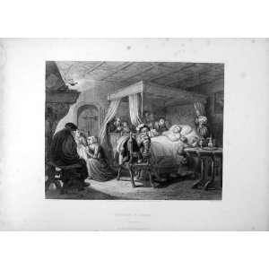  1862 Martin Luther Scene Death Bed Eisleben Engraving 