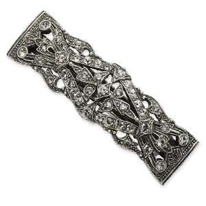   1928 Boutique Silver tone Antiqued Crystal Barrette 1928 Jewelry