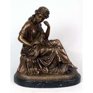  Thinking Lady Classical Sculpture in Cast Bronze Finish by 