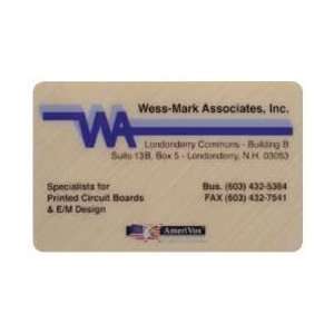 Collectible Phone Card Wess Mark Associates, Inc. NH (Printed Circuit 