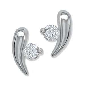  .08CT Round Diamond Bar Earrings Gold and Diamond Source 