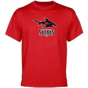 Jacksonville Sharks Red Distressed Logo Vintage T shirt  