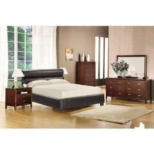   Retro X Leather Queen Platform Bed in Chocolate Size California King