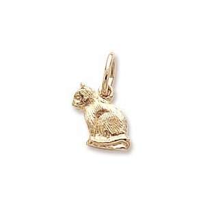  14kt Yellow Gold Cat Charm. 3 Dimensional Gold and 