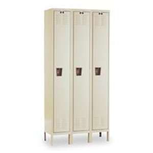   Premium Locker Single Tier 15x18x72 3 Door Assembled Parchment