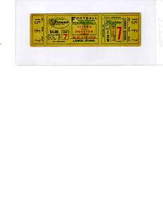 1961 AFL CHAMP HOU OILERS @ NY TITANS FULL TKT STUB  