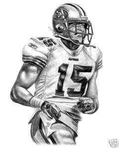 MICHAEL CRABTREE LITHOGRAPH POSTER PRT IN 49ERS JERSEY  