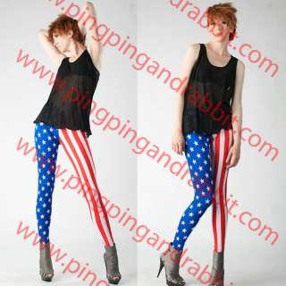 American Flag July 4th Independence Day Leggings Tights  