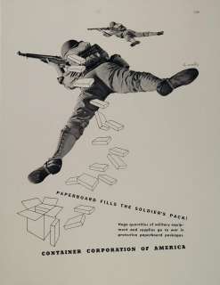   WWII Herbert Matter Soldiers Container Corp CCA   ORIGINAL ADVERTISING