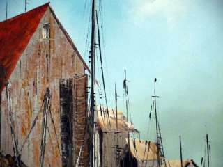 Gaston Petridis painting of sailboats in harbor 24x36  