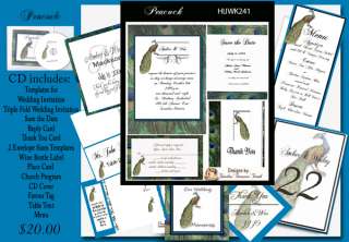 Peacock Wedding Invitation Kit on CD  