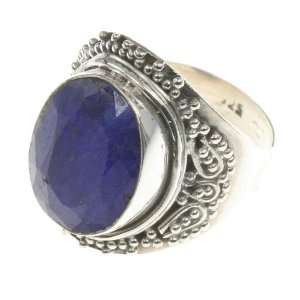   Sterling Silver CREATED SAPPHIRE BLUE Ring, Size 8.75, 8.38g Jewelry