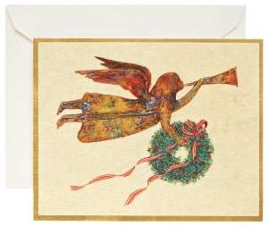 Weathervane Angel and Wreath Christmas Boxed Card