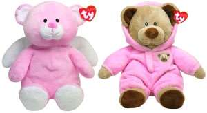   Little Angel Pink & Baby Bear Pink Ty Pluffies 10 