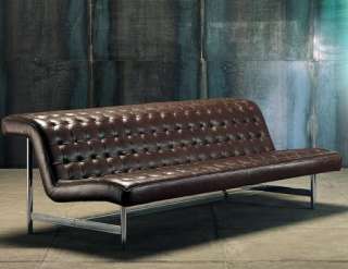 Contemporary Chocolate Paris Leather Sofa   Modern Brown w/ Stainless 