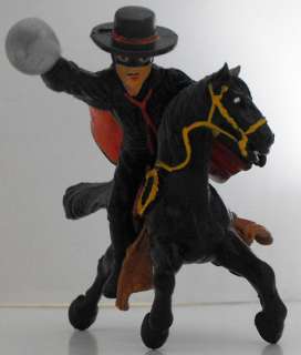 vintage Zorro Figurine on Horse 2 pieces Figure Mini  