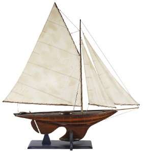 Lrg Nautical Antiqued Yacht Ironsides Wooden Model Boat  