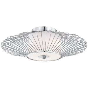  Chrome Wire Ring 15 1/2 Wide Ceiling Light Fixture