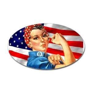  Rosie the Riveter with US Flag Background Sticker Military 