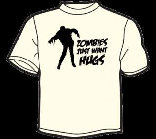 ZOMBIES WANT HUGS T Shirt MENS funny zombie eat flesh  
