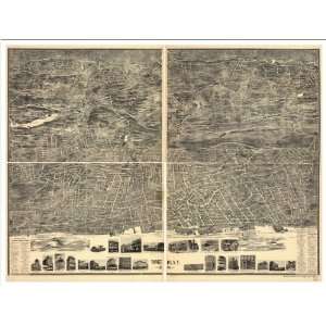  Historic Yonkers, New York, c. 1899 (L) Panoramic Map 