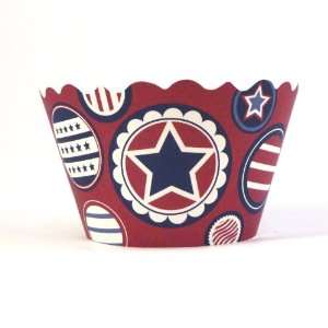  Stars & Stripes Fourth of July Cupcake Wrappers (12 Wraps 