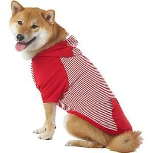   Pup Crew Red and White Striped Dog Hoodie, Large 