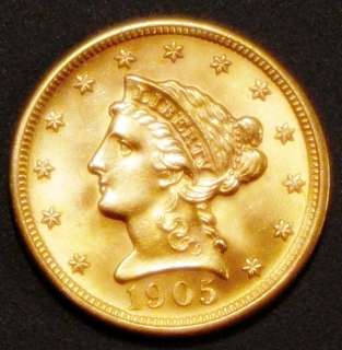 1905 $2.50 LIBERTY GOLD GEM BU  