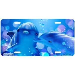 4059 Kissing Dolphins Dolphin License Plates Car Auto Novelty Front 