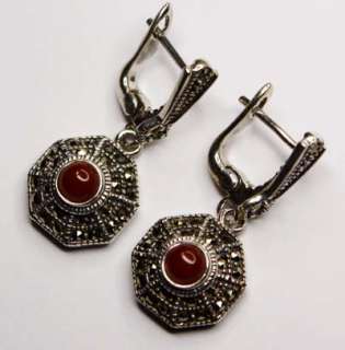   material 925 silver carnelian marcasite size total length 1 1