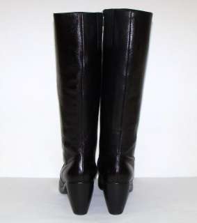   Gorgeous Black Leather Tall Knee High Rubber Sole Riding Boots 38 8