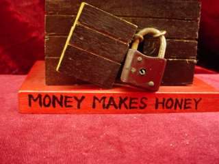 1950s WOODEN HONEY BEE STILL BANK Money Makes Honey  